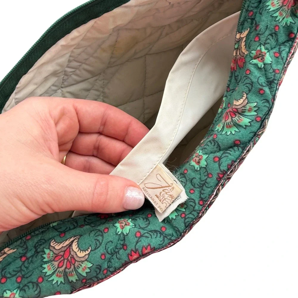 Vintage 90s Souleiado Cosmetic Bag Women  Quilted Floral Provencal Made InFrance